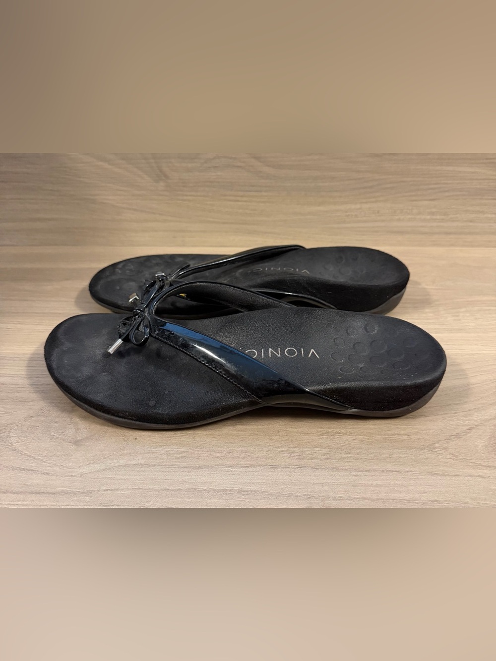 Vionic Bella II Black Toe-Post Sandal Flip Flop Women's US 7 Comfort Support